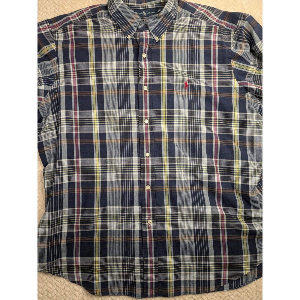 Ralph Lauren XXL Classic Fit Plaid Short Sleeve Button Down Shirt Mens - Picture 5 of 7
